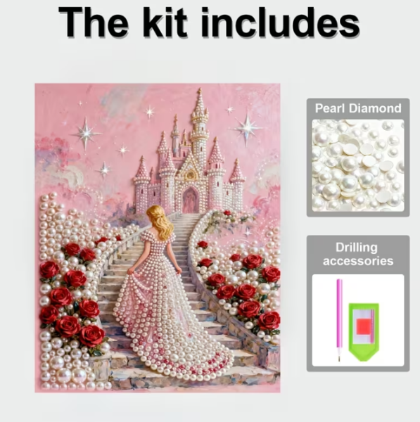 Diamond Painting Perlen Prinzessin und Ihr Schloss